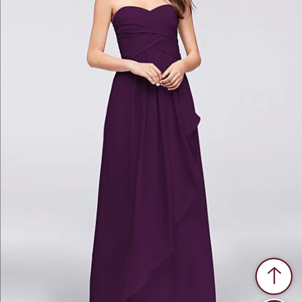 David’s Bridal strapless crinkle chiffon dress